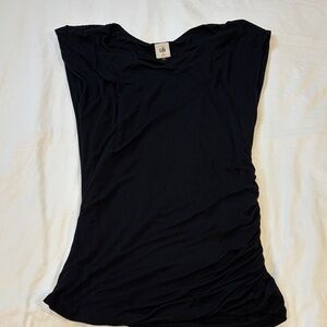 Cabi M Black Short Sleeve Ruched Top